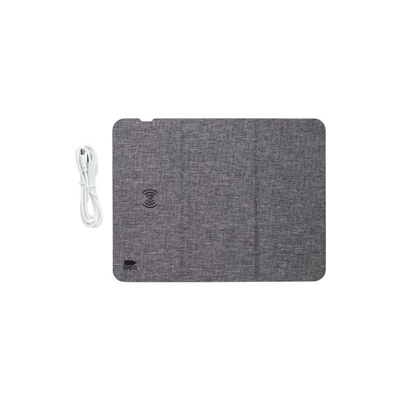 Tapis de souris inductif personnalisé en rPET Selene Matières : polyester Couleurs : gris cadeau entreprise pas cher