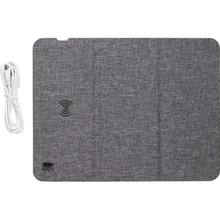 Tapis de souris inductif personnalisé en rPET Selene Matières : polyester Couleurs : gris cadeau entreprise pas cher