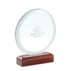 Trophée Ronde Personnalisé Élégant KEEN Matières : verre Couleurs : marron goodies publicitaire événementiel