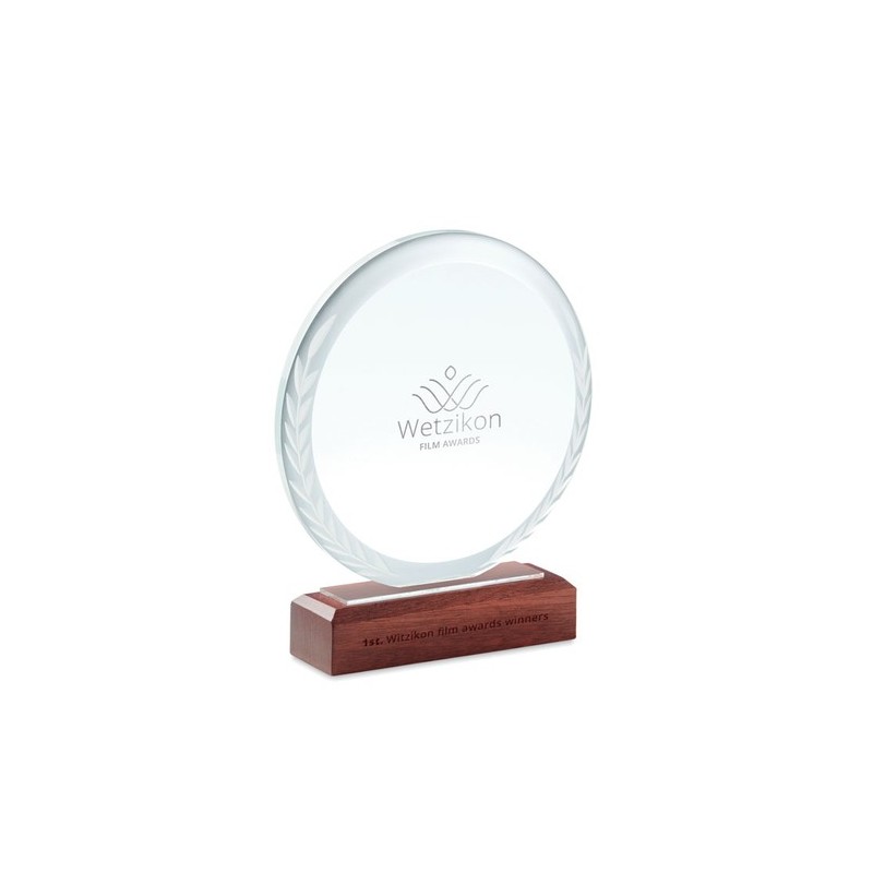 Trophée Ronde Personnalisé Élégant KEEN Matières : verre Couleurs : marron goodies publicitaire événementiel