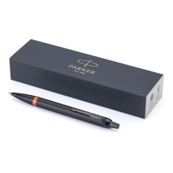 Stylo bille personnalisé luxe Parker IM Vibrant Rings Matières : métal Couleurs : noir impression haute définition