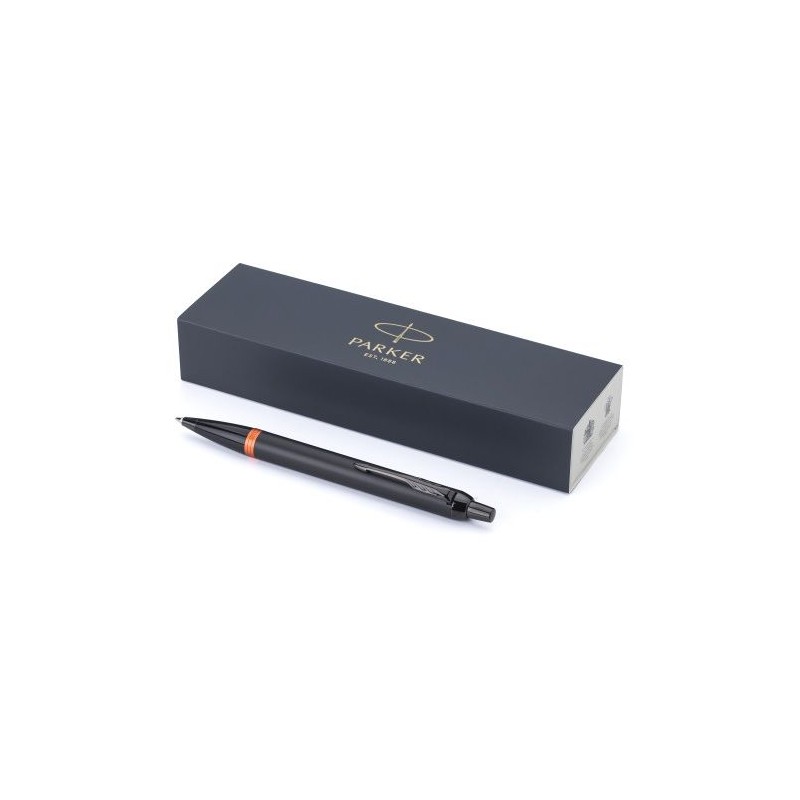 Stylo bille personnalisé luxe Parker IM Vibrant Rings Matières : métal Couleurs : noir impression haute définition
