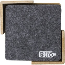 Sous-verre Éco-responsable en feutre rPET Personnalisé - Lawrence Matières : bambou Couleurs : gris impression haute définition