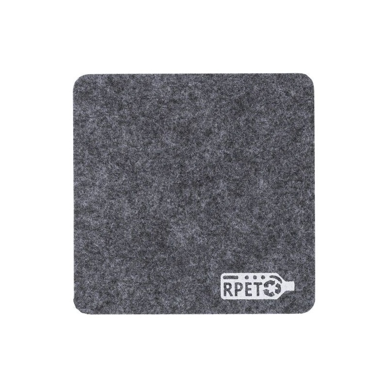 Sous-verre Éco-responsable en feutre rPET Personnalisé - Lawrence Matières : bambou Couleurs : gris marquage laser ultra précis