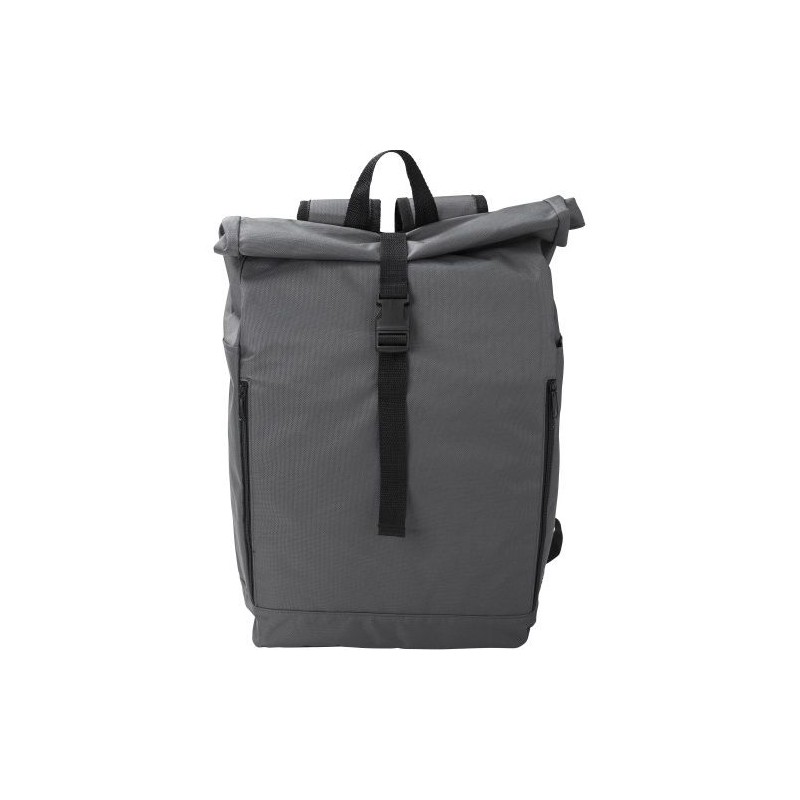 Sac à dos roll-top  en polyester rPET - Evie Matières : polyester Couleurs : gris objet promotionnel éco-responsable