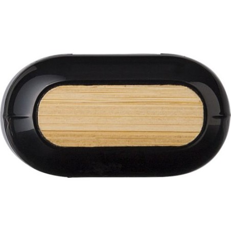 Oreillettes sans fil personnalisées en ABS - Waylon Matières : bambou Couleurs : noir cadeau collaborateur premium