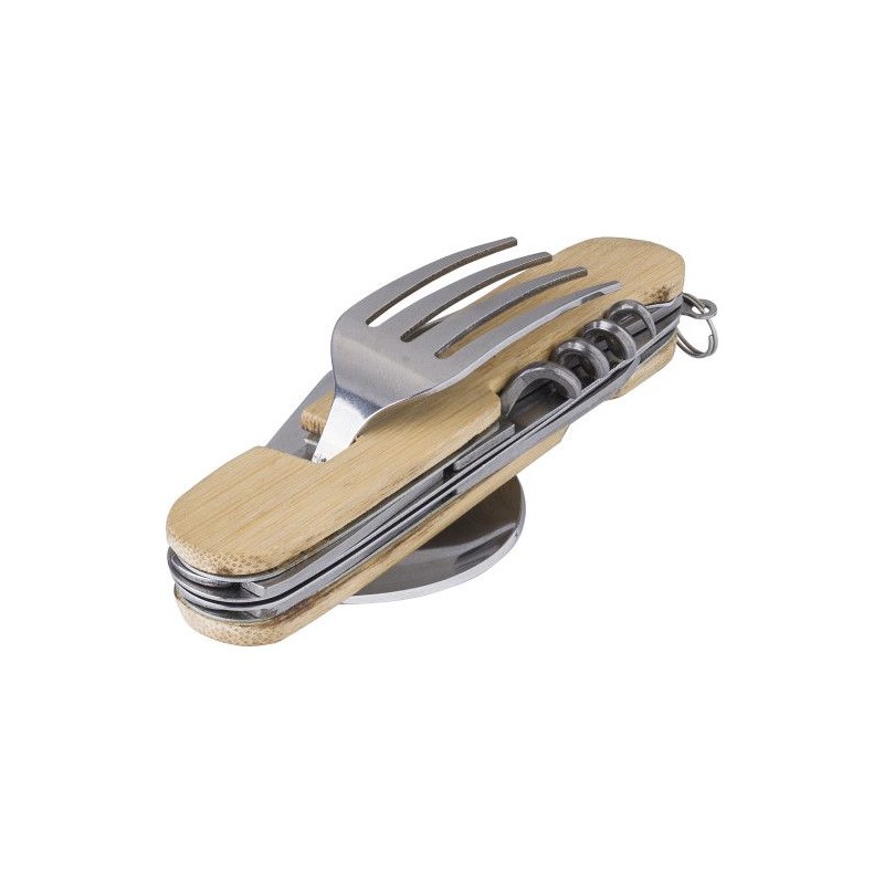 Couverts multifonctionnels s en bambou - Ainsley Matières : bambou Couleurs : brun personnalisable avec votre logo