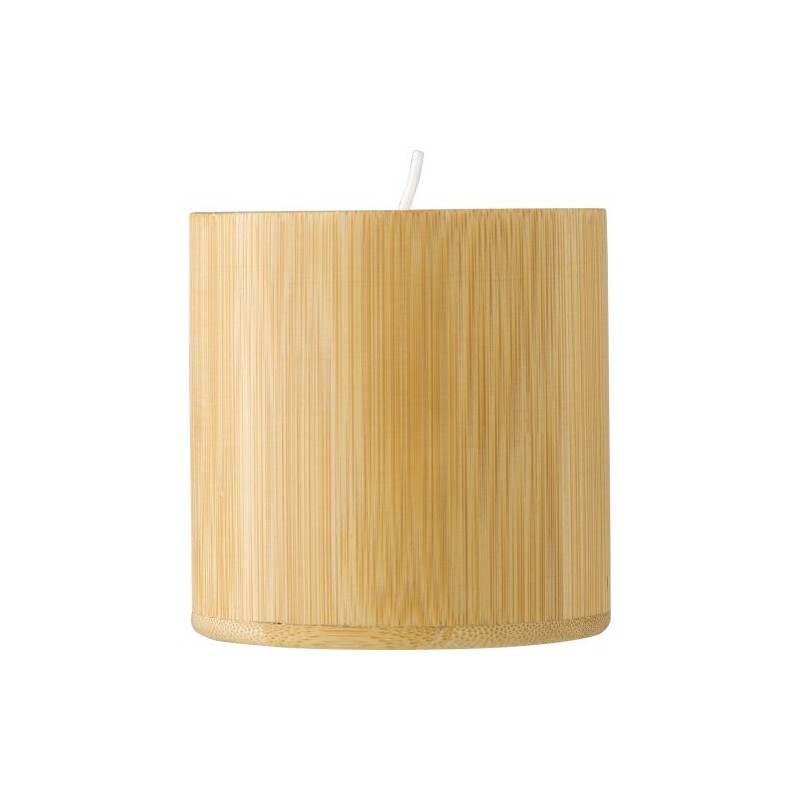 Bougie  personnalisée dans un contenant en bambou - Eli Matières : bambou Couleurs : brun personnalisable avec votre logo