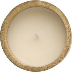 Bougie  personnalisée dans un contenant en bambou - Eli Matières : bambou Couleurs : brun cadeau entreprise pas cher