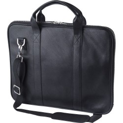 Sacoche en cuir personnalisée pour ordinateur portable - Michael Matières : cuir Couleurs : noir goodies publicitaire événementi