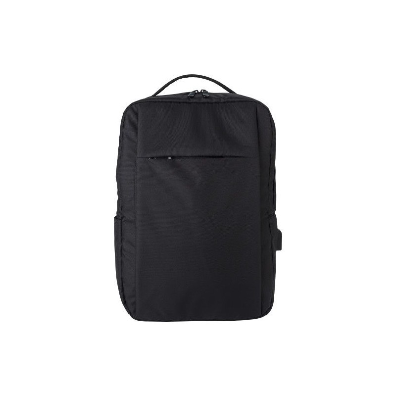 Sac à dos personnalisé en polyester rPET pour ordinateur Jesse Matières : alliage Couleurs : noir cadeau entreprise pas cher