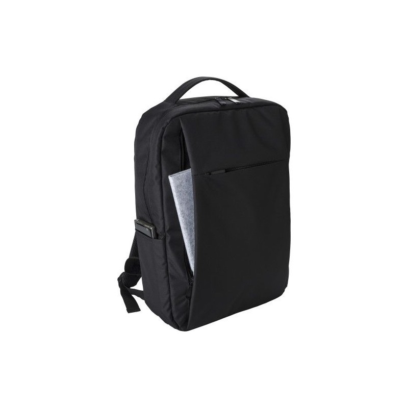 Sac à dos personnalisé en polyester rPET pour ordinateur Jesse Matières : alliage Couleurs : noir marquage laser ultra précis