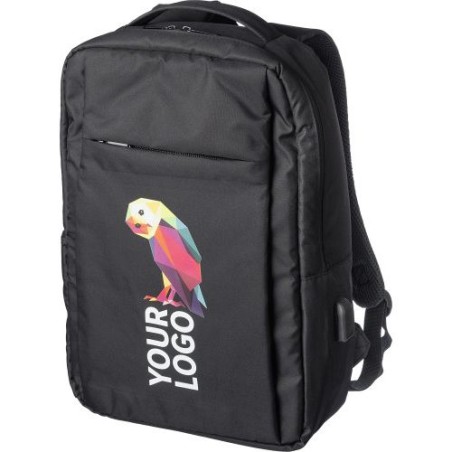 Sac à dos personnalisé en polyester rPET pour ordinateur Jesse Matières : alliage Couleurs : noir livraison express 24h 48h