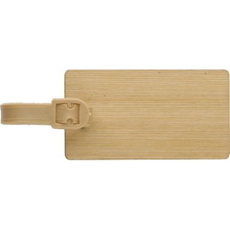 Porte-étiquette personnalisé en bambou pour valise - Shawn Matières : bambou Couleurs : brun