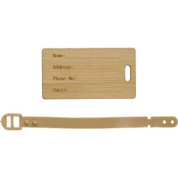 Porte-étiquette personnalisé en bambou pour valise - Shawn Matières : bambou Couleurs : brun cadeau entreprise pas cher