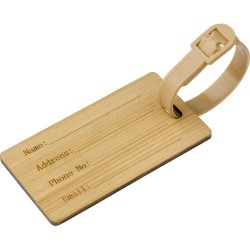 Porte-étiquette personnalisé en bambou pour valise - Shawn Matières : bambou Couleurs : brun goodies publicitaire événementiel