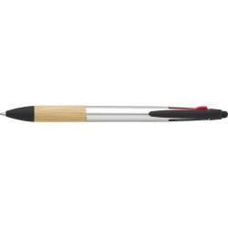 Stylo bille  3 mines en ABS - Malachi Matières : acier Couleurs : argenté personnalisable avec votre logo