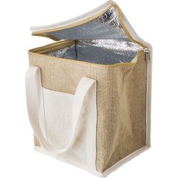 Sac isotherme  en jute personnalisé - Raveena, idéal pour vos sorties Matières : coton Couleurs : brun cadeau entreprise pas che