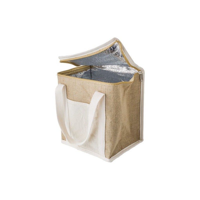 Sac isotherme  en jute personnalisé - Raveena, idéal pour vos sorties Matières : coton Couleurs : brun cadeau entreprise pas che
