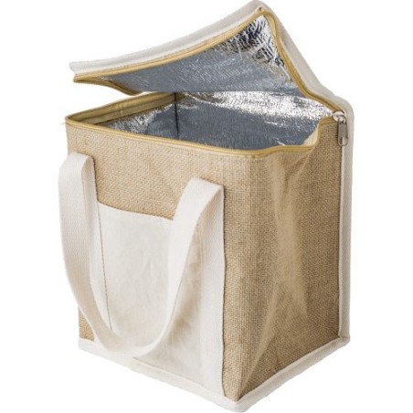 Sac isotherme  en jute personnalisé - Raveena, idéal pour vos sorties Matières : coton Couleurs : brun cadeau entreprise pas che