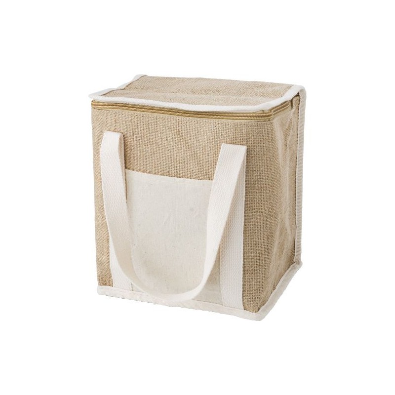 Sac isotherme  en jute personnalisé - Raveena, idéal pour vos sorties Matières : coton Couleurs : brun goodies publicitaire évén