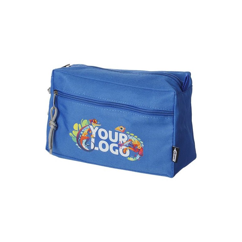 Trousse de toilette  en rPET personnalisée - Natasha Matières : fer Couleurs : rouge impression logo haute qualité