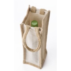 Sac à vin personnalisé en coton - Brett, cadeau idéal Matières : coton Couleurs : brun goodies publicitaire événementiel