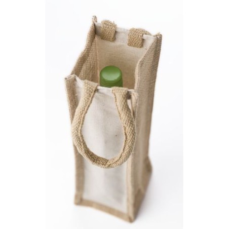 Sac à vin personnalisé en coton - Brett, cadeau idéal Matières : coton Couleurs : brun goodies publicitaire événementiel