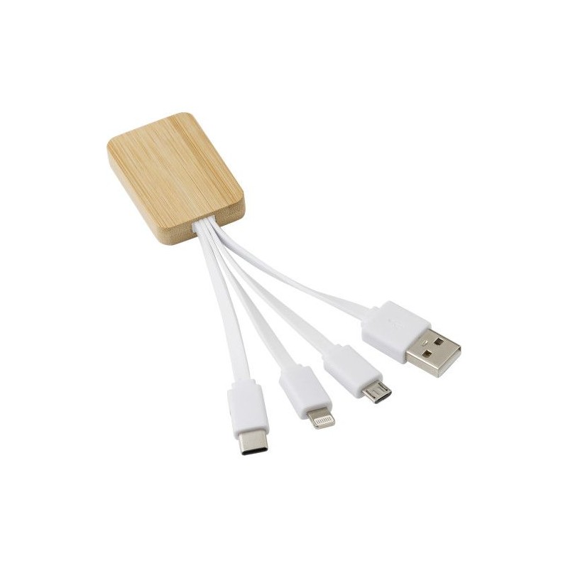 Câble de Charge Éco-responsable en Bambou - Brandan Matières : bambou Couleurs : blanc impression haute définition
