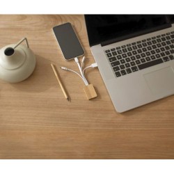 Câble de Charge Éco-responsable en Bambou - Brandan Matières : bambou Couleurs : blanc marquage laser ultra précis