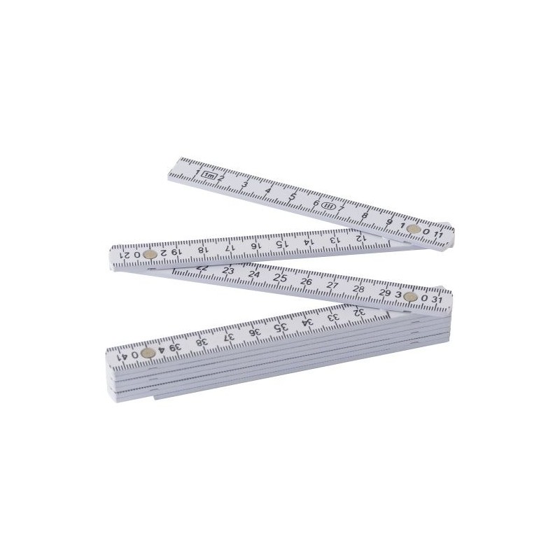 Mètre-pliant  en plastique d'1 m - Leon Matières : plastique Couleurs : blanc marquage laser ultra précis