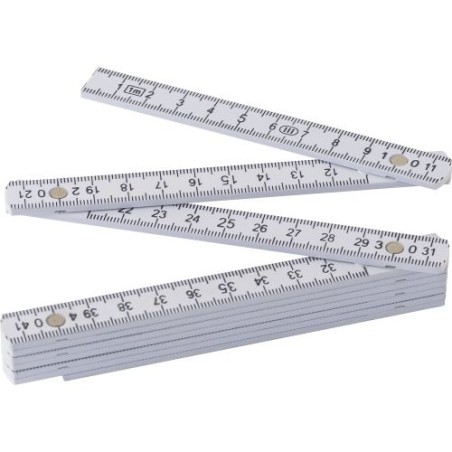 Mètre-pliant  en plastique d'1 m - Leon Matières : plastique Couleurs : blanc marquage laser ultra précis