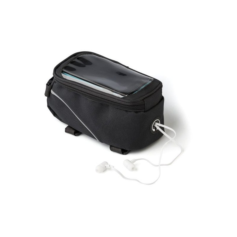 Sacoche  en polyester 600D pour vélo Priya Matières : nylon Couleurs : noir objet promotionnel éco-responsable