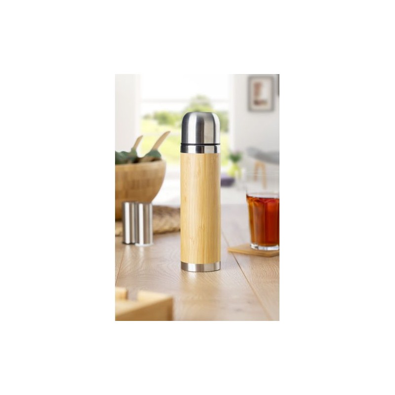 Bouteille isotherme  de 400 ml en bambou - Frederico Matières : bambou Couleurs : bambou personnalisable avec votre logo