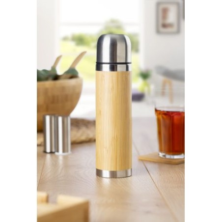 Bouteille isotherme  de 400 ml en bambou - Frederico Matières : bambou Couleurs : bambou personnalisable avec votre logo