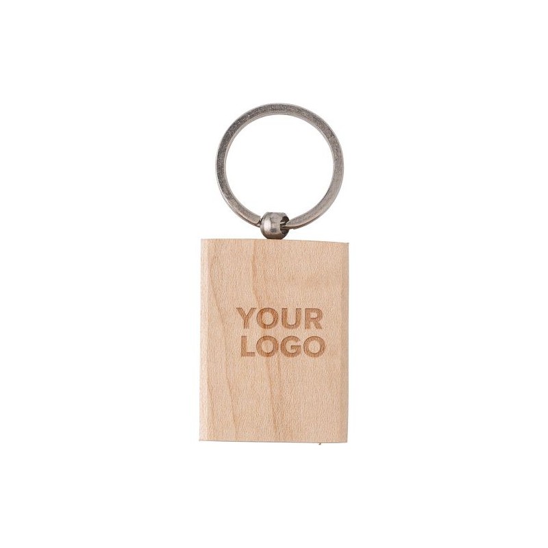 Porte-clés publicitaire en bois unique - Shania Matières : bois Couleurs : brun personnalisable avec votre logo