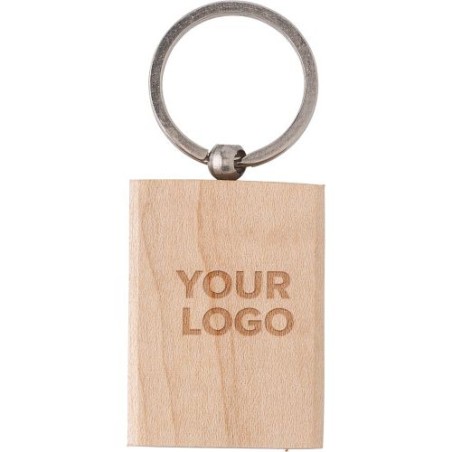 Porte-clés publicitaire en bois unique - Shania Matières : bois Couleurs : brun personnalisable avec votre logo