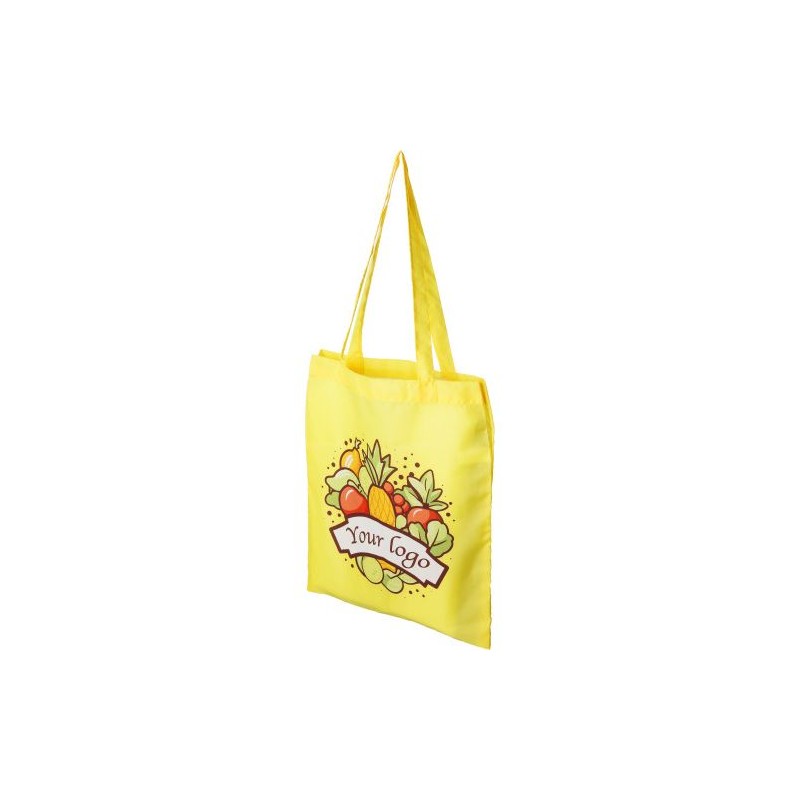 Sac shopping personnalisé en rPET  Anaya Matières : polyester Couleurs : jaune marquage laser ultra précis