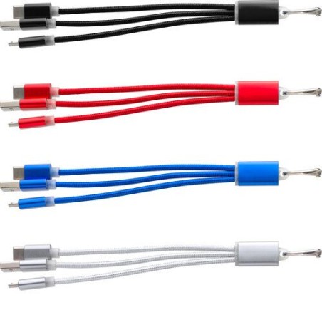 Câble de Charge Personnalisé Pratique - Alvin Matières : métal Couleurs : bleu cobalt objet promotionnel éco-responsable
