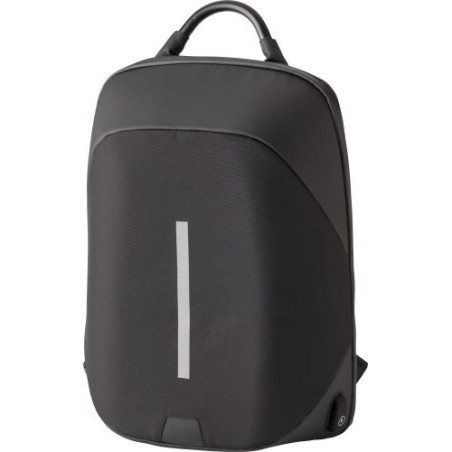 Sac à dos antivol en nylon personnalisable pour ordinateur USB Cleo Matières : nylon Couleurs : noir goodies publicitaire événem