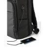 Sac à dos  porte-ordinateur en PU personnalisé USB Rishi Matières : polyester Couleurs : noir cadeau entreprise pas cher