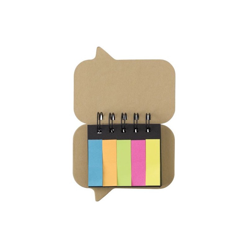 Carnet à spirale personnalisé avec papiers repositionnables Reya Matières : kraft Couleurs : brun cadeau entreprise pas cher