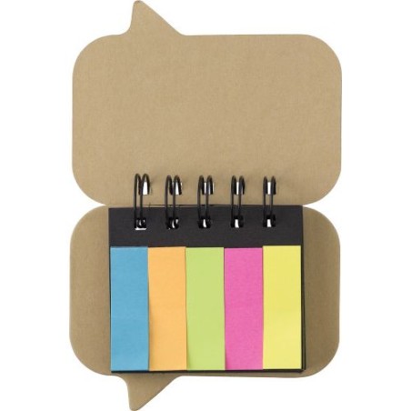 Carnet à spirale personnalisé avec papiers repositionnables Reya Matières : kraft Couleurs : brun cadeau entreprise pas cher