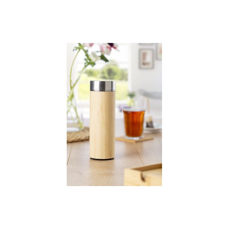 Bouteille isotherme  de 420 ml en bambou Yara Matières : bambou Couleurs : brun goodies publicitaire événementiel