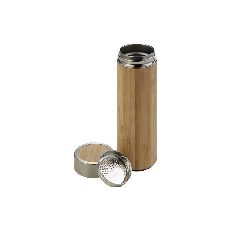 Bouteille isotherme  de 420 ml en bambou Yara Matières : bambou Couleurs : brun marquage laser ultra précis