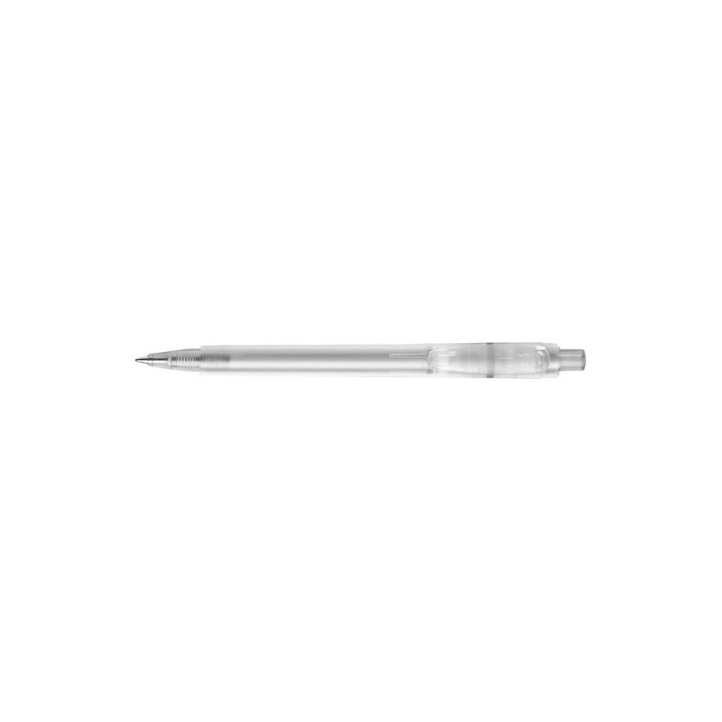 Stylo bille personnalisé en plastique givré Baron Matières : nickel Couleurs : blanc