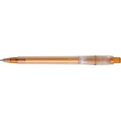 Stylo bille personnalisé en plastique givré Baron Matières : nickel Couleurs : orange objet promo petit budget