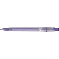 Stylo bille personnalisé en plastique givré Baron Matières : nickel Couleurs : pourpre marquage laser ultra précis