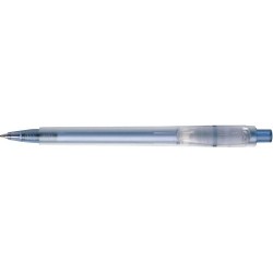 Stylo bille personnalisé en plastique givré Baron Matières : nickel Couleurs : bleu clair objet promotionnel éco-responsable