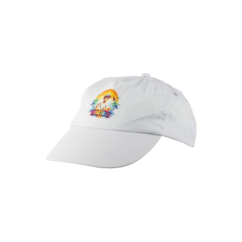 Casquette personnalisée en coton 5 panneaux - Lisa Matières : coton Couleurs : bleu objet promo petit budget